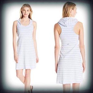 Marc NY XS Dress Andrew Marc Striped Hooded Raw edge Racer Back Beach Coverup
